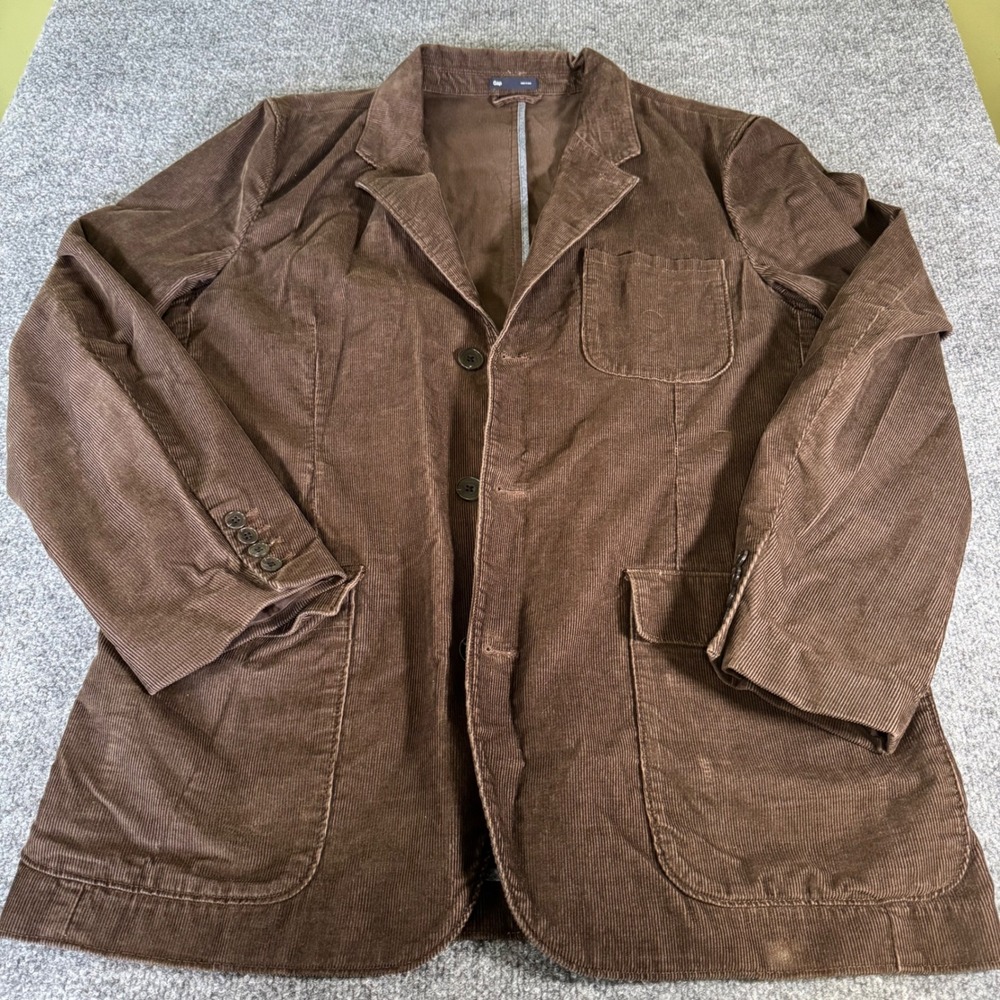 Gap Corduroy Blazer Mens XL Brown Cotton Three Button Casual Sport Coat Jacket